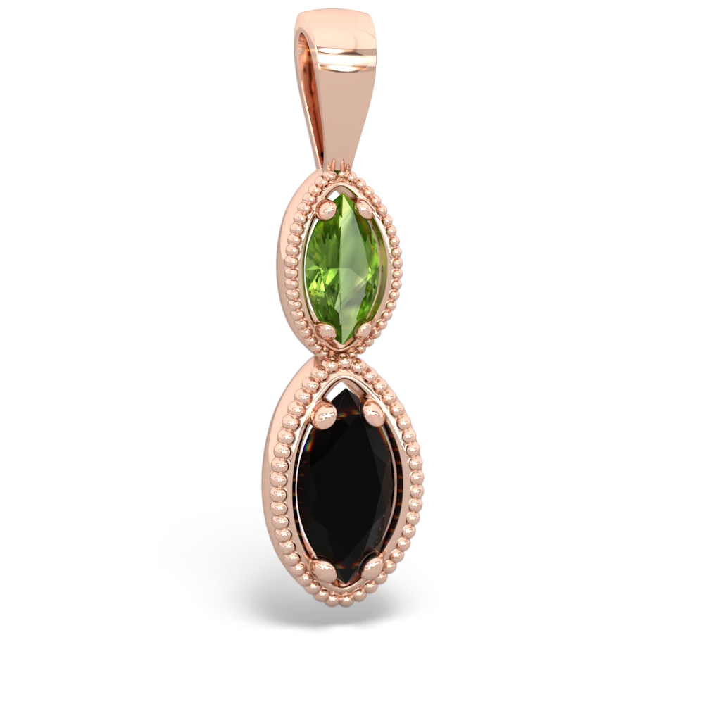 Peridot Antique-Style Halo 14K Rose Gold pendant P5700