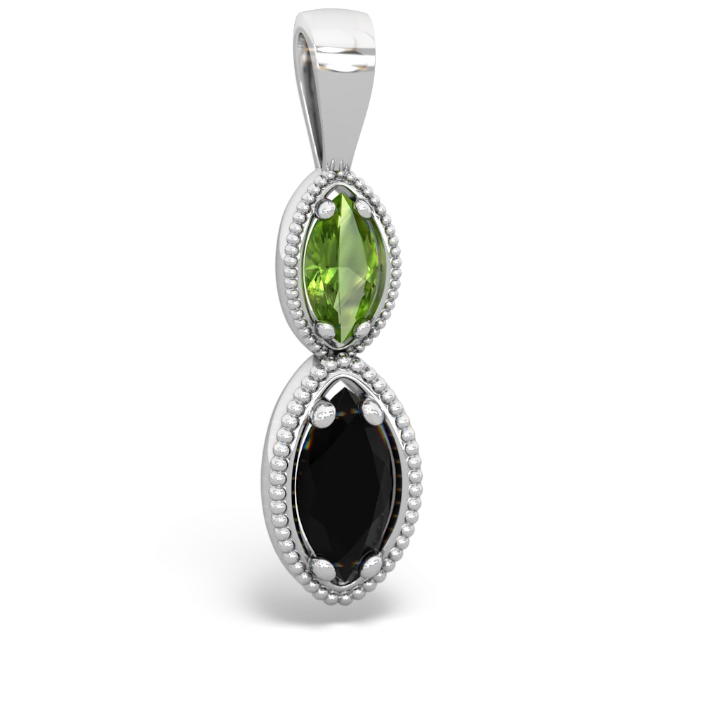 Peridot Antique-Style Halo 14K White Gold pendant P5700