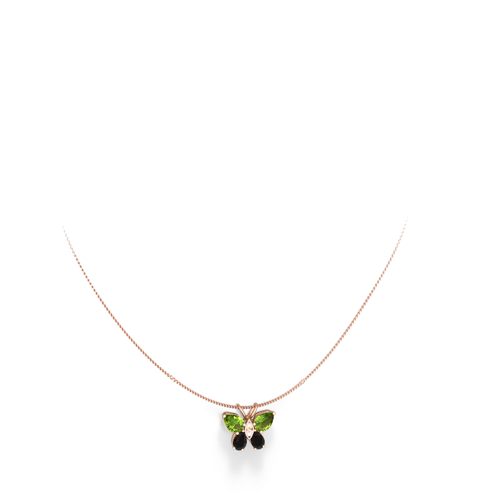 Peridot Butterfly 14K Rose Gold pendant P2215