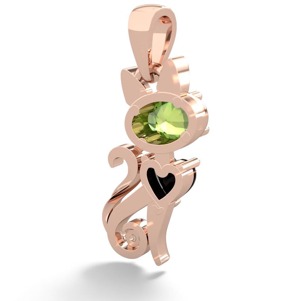 Peridot Kitten 14K Rose Gold pendant P5780