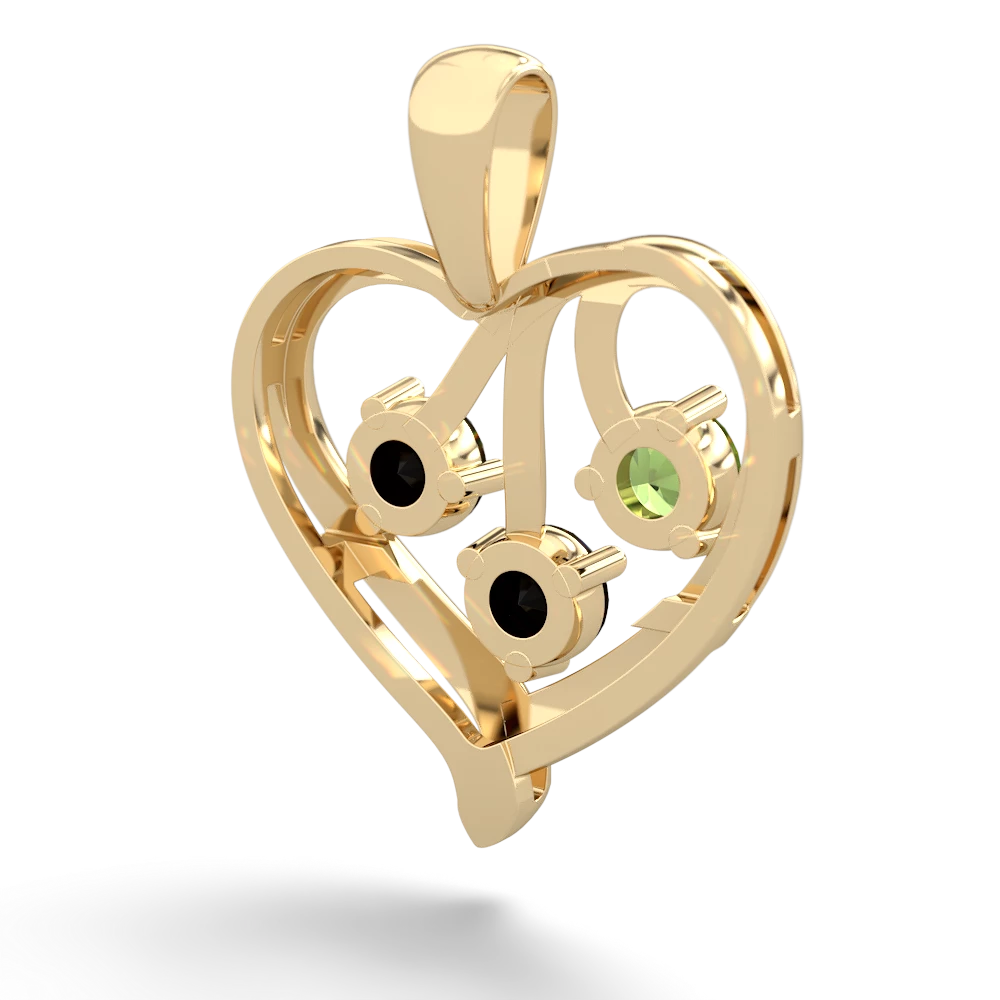 Peridot Glowing Heart 14K Yellow Gold pendant P2233