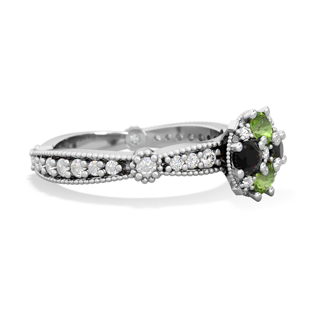 Peridot Sparkling Tiara Cluster 14K White Gold ring R26293RD