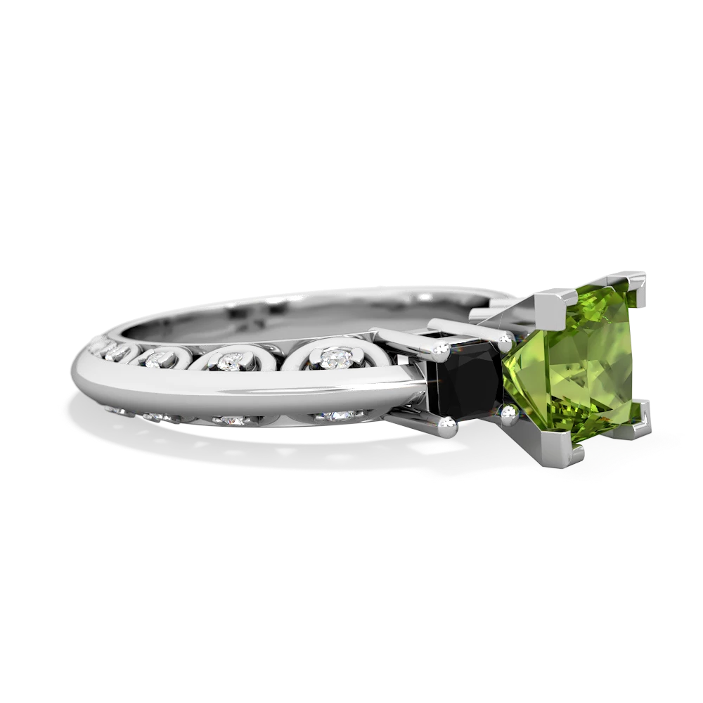 Peridot Eternal Embrace Engagement 14K White Gold ring C2001