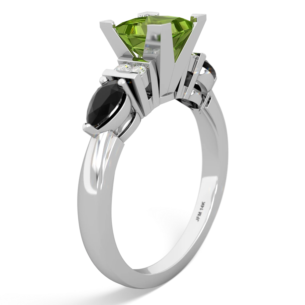 Peridot 6Mm Princess Eternal Embrace Engagement 14K White Gold ring C2002