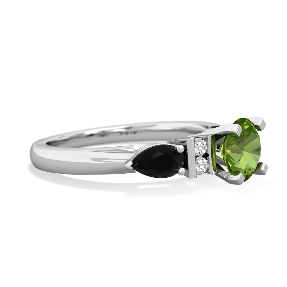 Peridot 6Mm Round Eternal Embrace Engagement 14K White Gold ring R2005