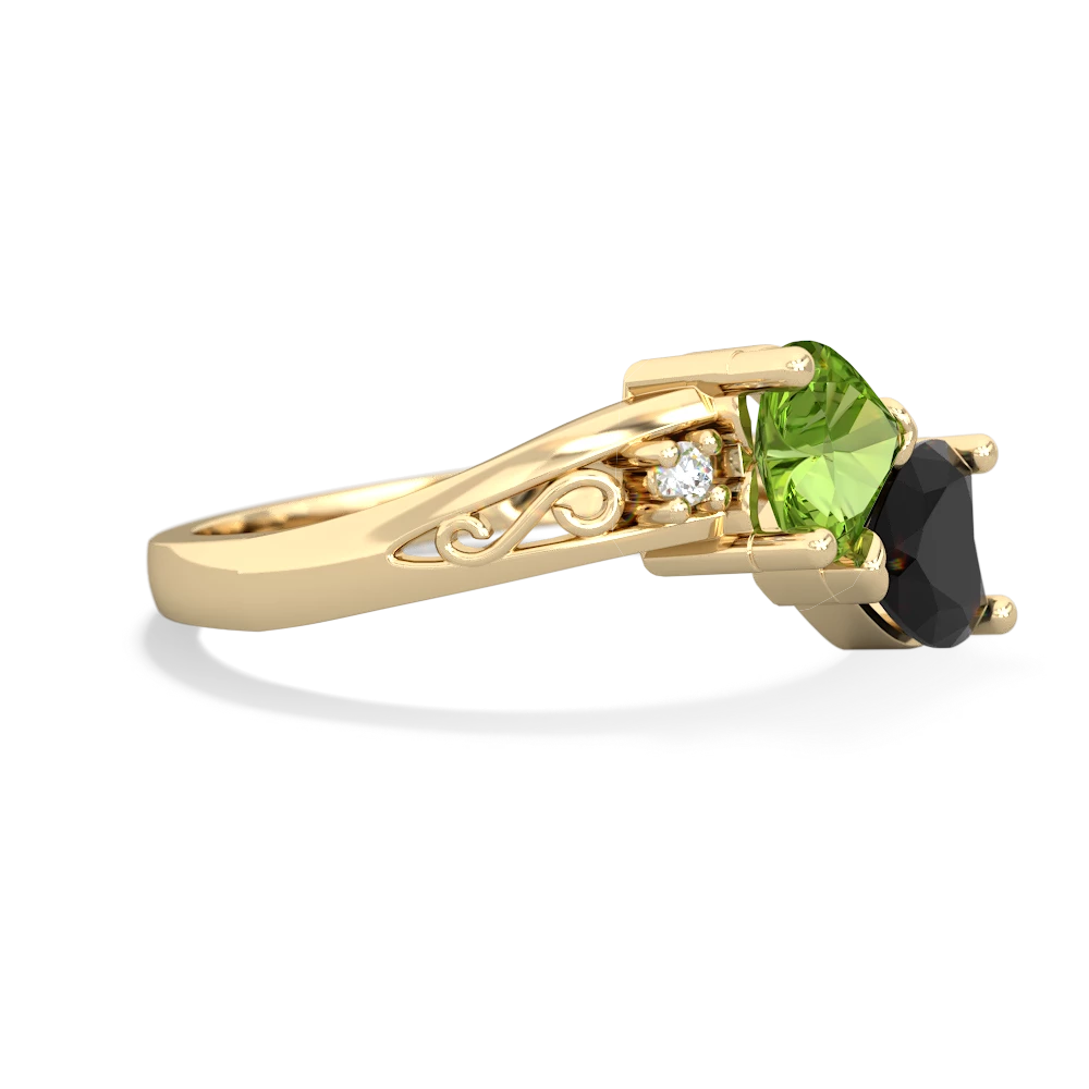 Peridot Snuggling Hearts 14K Yellow Gold ring R2178