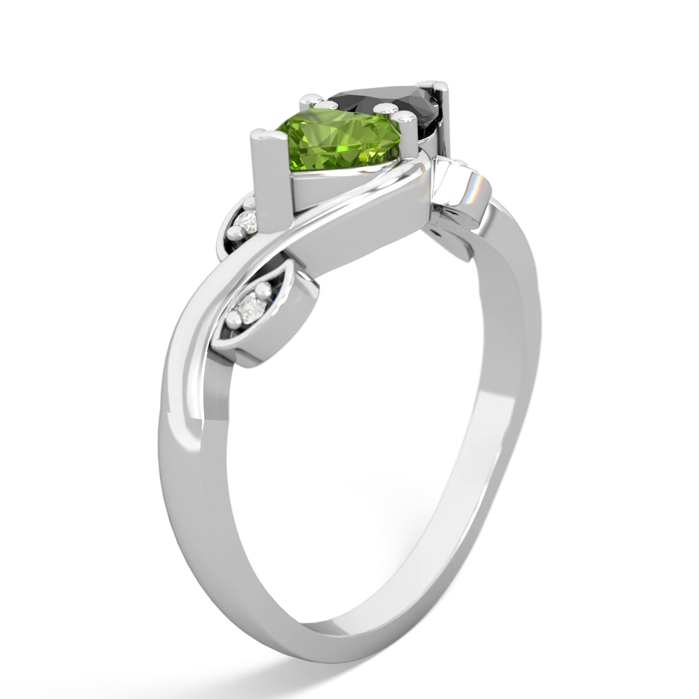 Peridot Floral Elegance 14K White Gold ring R5790