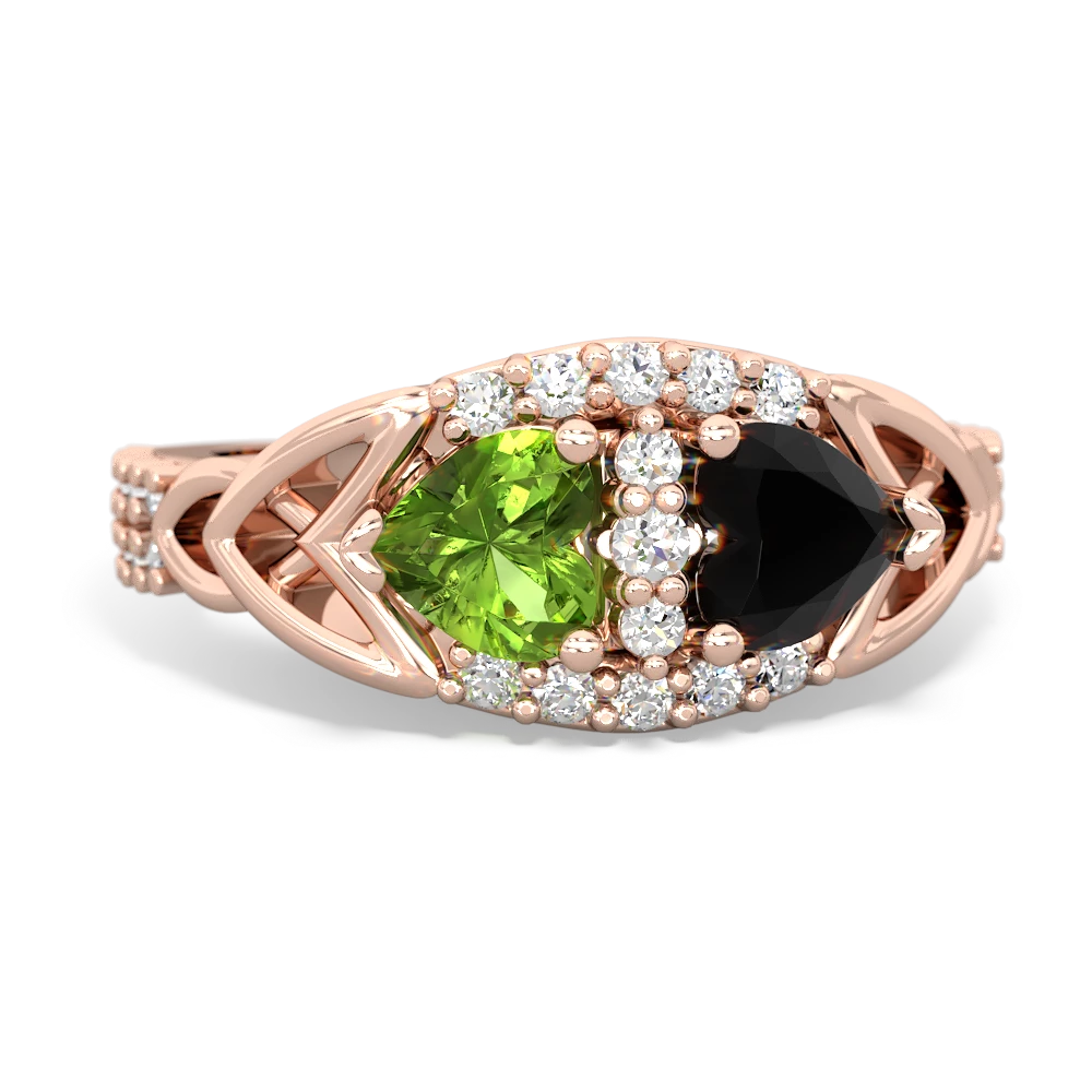 Peridot Sparkling Celtic Knot 14K Rose Gold ring R2645