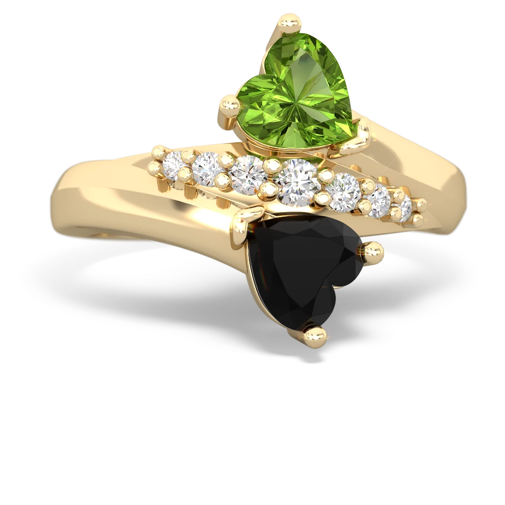 Peridot Heart To Heart 14K Yellow Gold ring R2064