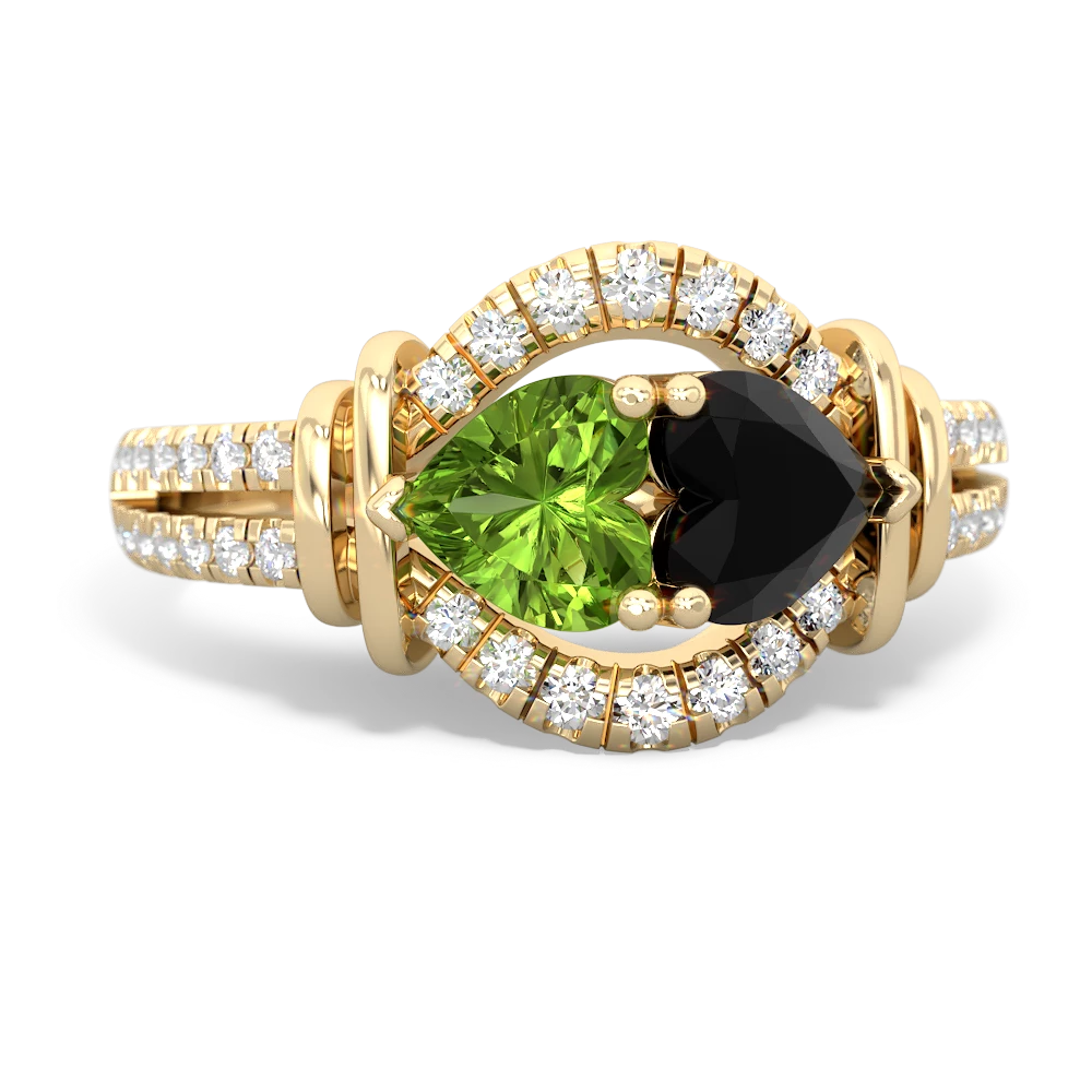 Peridot Art-Deco Keepsake 14K Yellow Gold ring R5630