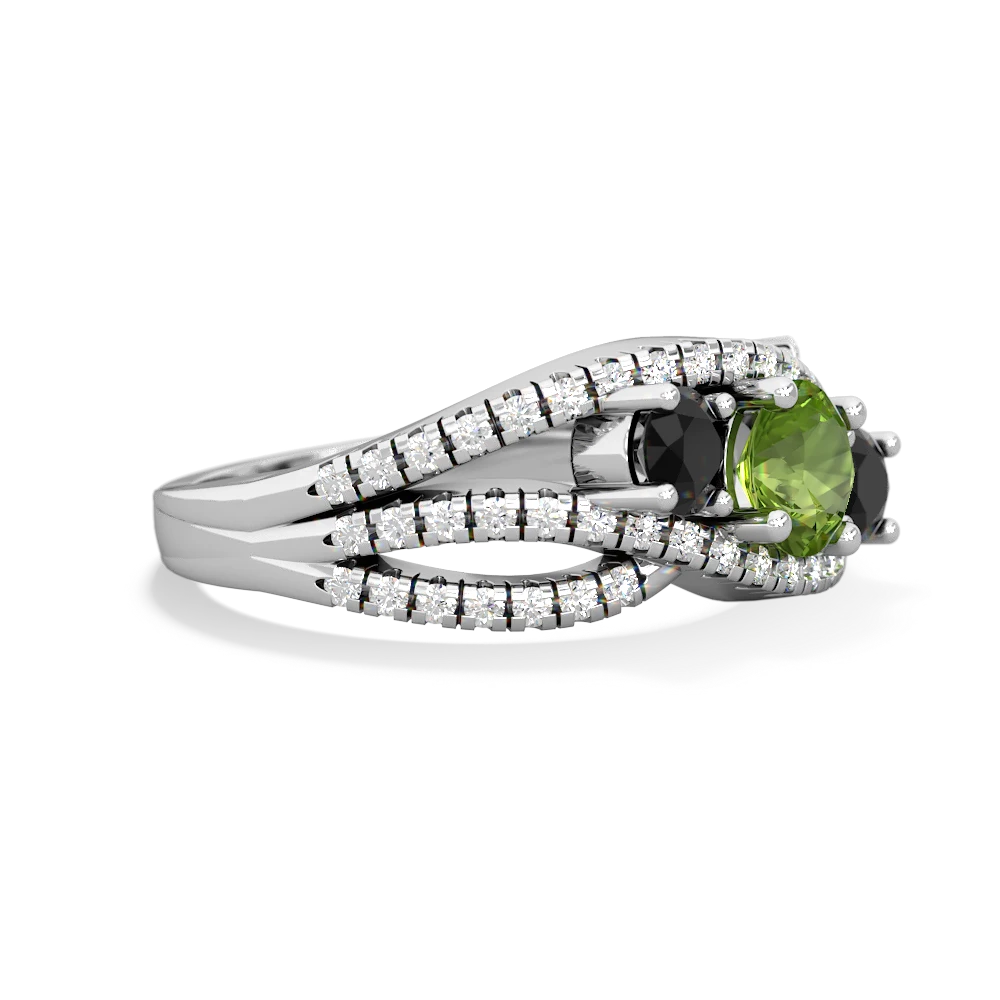 Peridot Three Stone Aurora 14K White Gold ring R3080