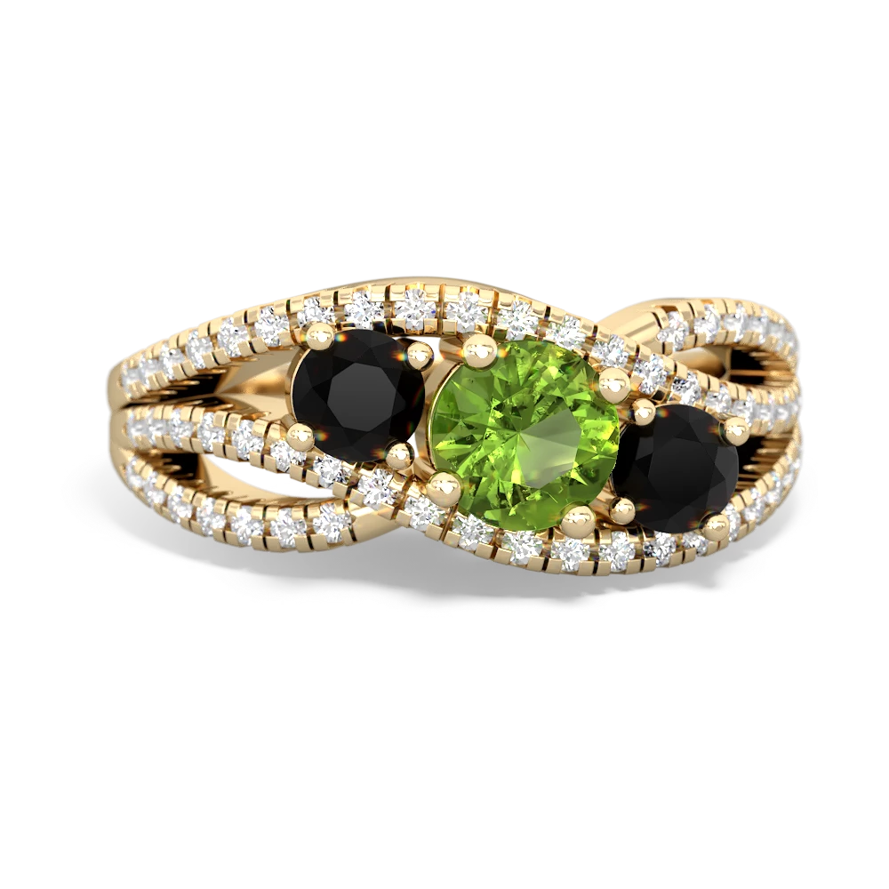 Peridot Three Stone Aurora 14K Yellow Gold ring R3080