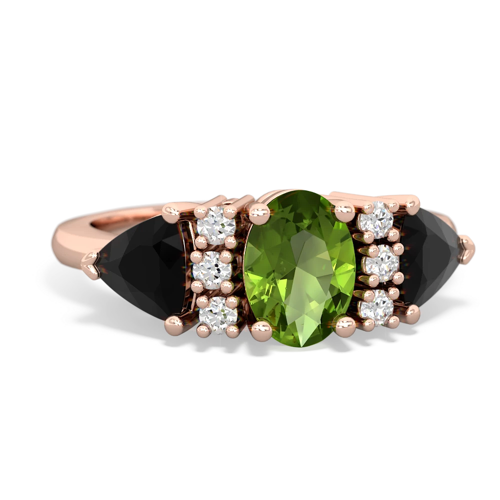 Peridot Antique Style Three Stone 14K Rose Gold ring R2186