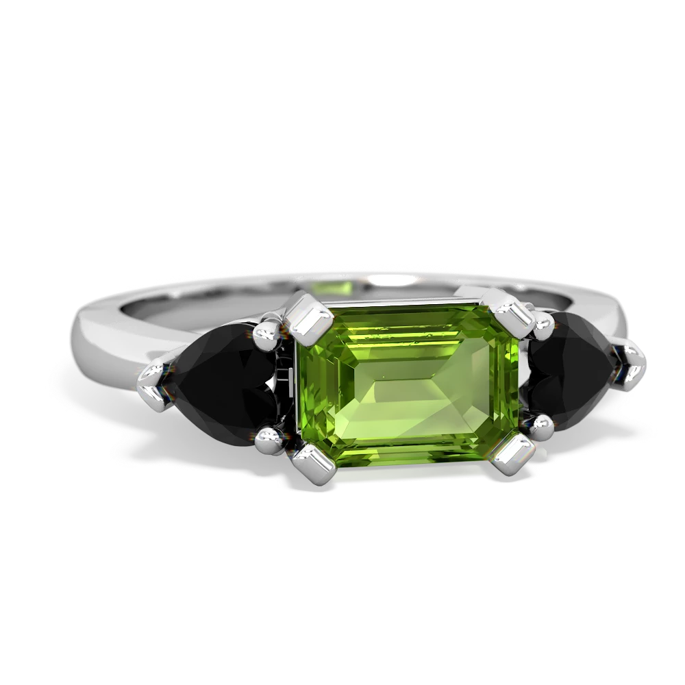 Peridot Three Stone 14K White Gold ring R5235