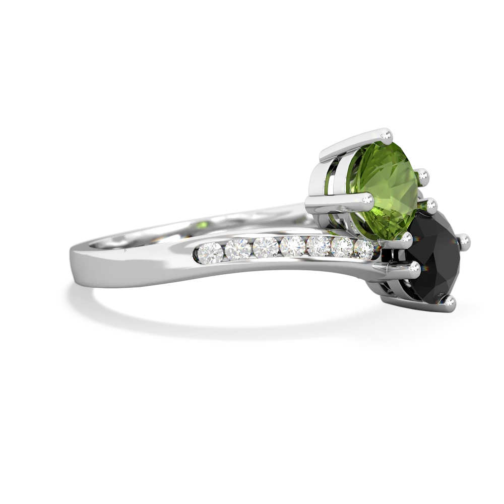 Peridot Channel Set Two Stone 14K White Gold ring R5303