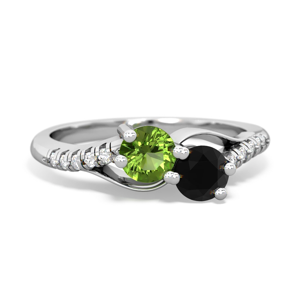 Peridot Infinity Pave Two Stone 14K White Gold ring R5285