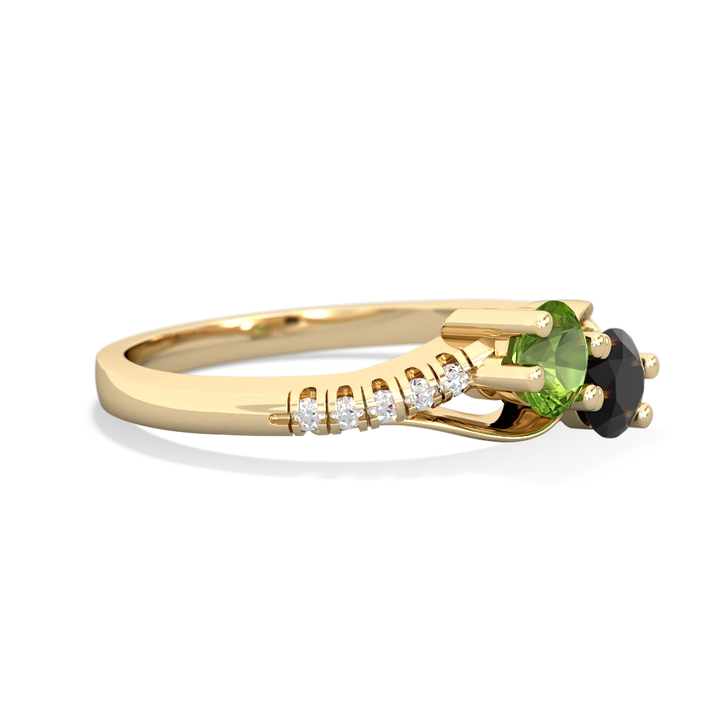 Peridot Infinity Pave Two Stone 14K Yellow Gold ring R5285