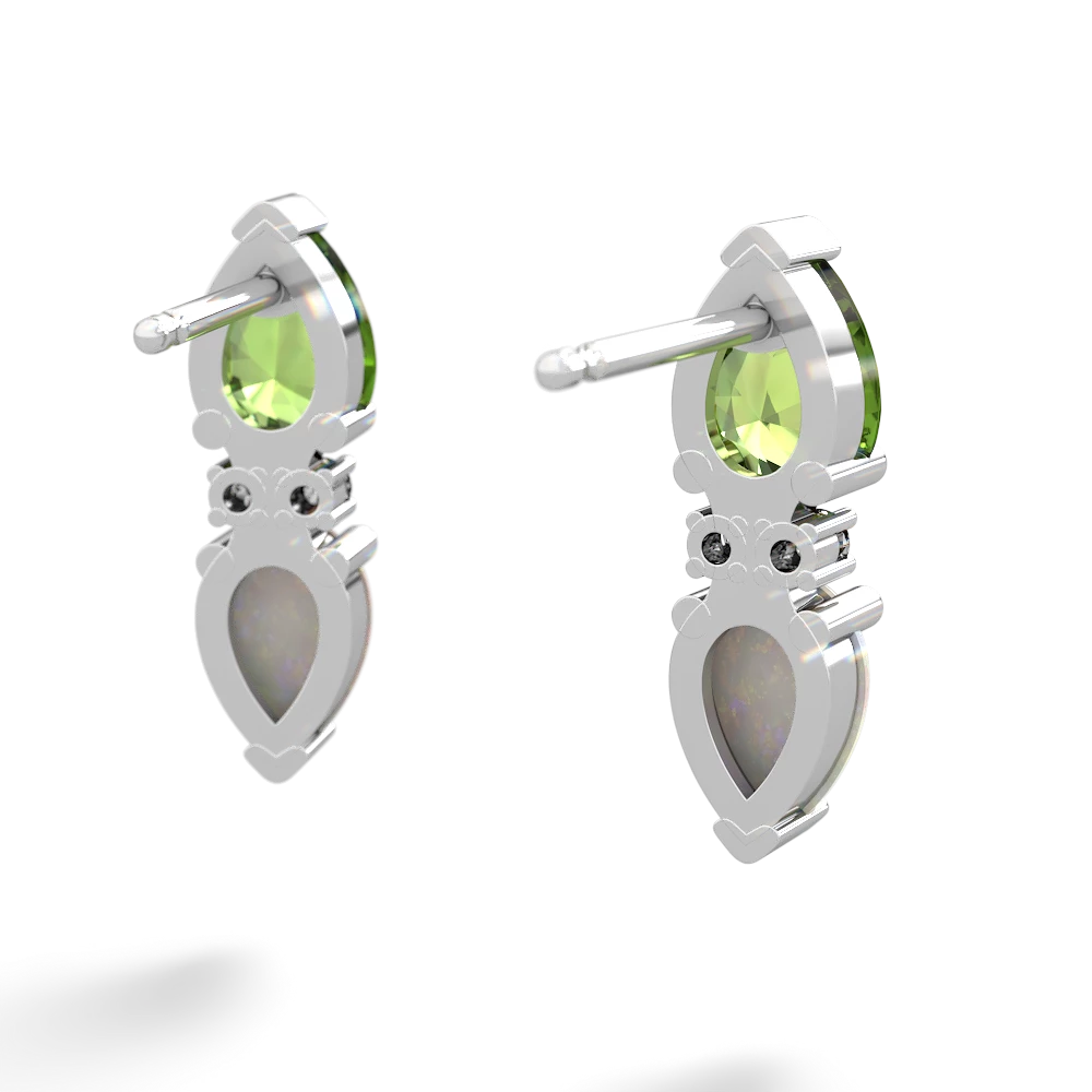 Peridot Bowtie Drop 14K White Gold earrings E0865