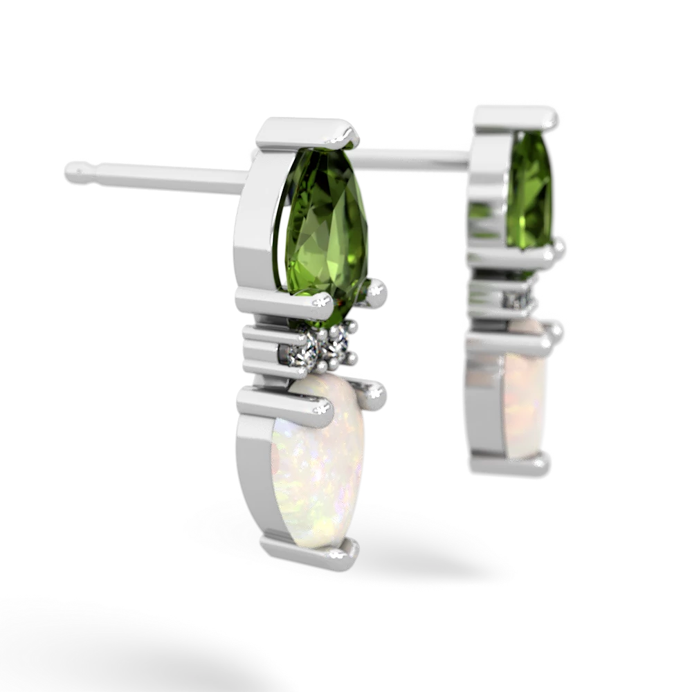 Peridot Bowtie Drop 14K White Gold earrings E0865