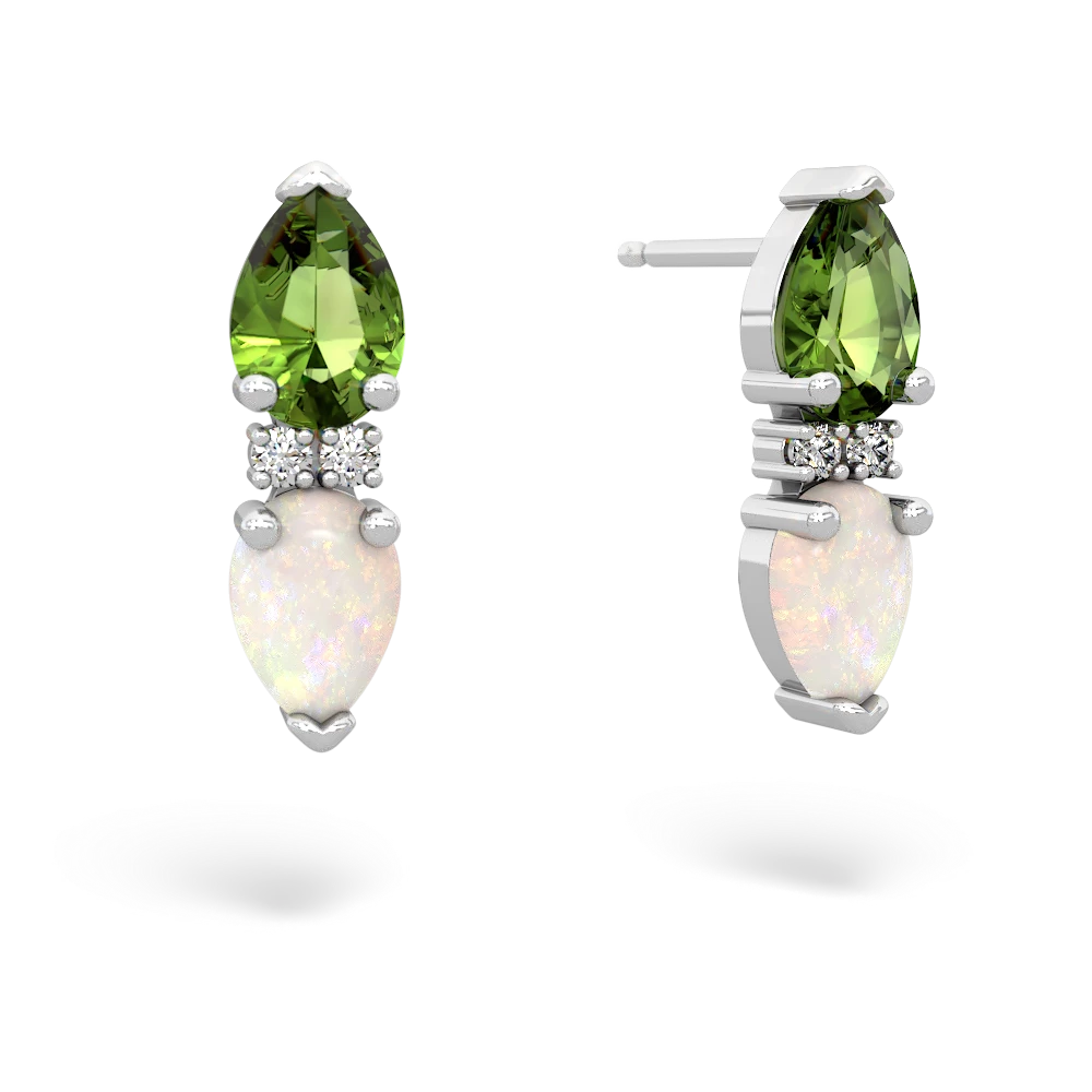 Peridot Bowtie Drop 14K White Gold earrings E0865