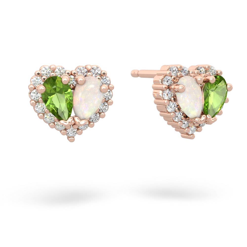 Peridot Halo 14K Rose Gold earrings E7008