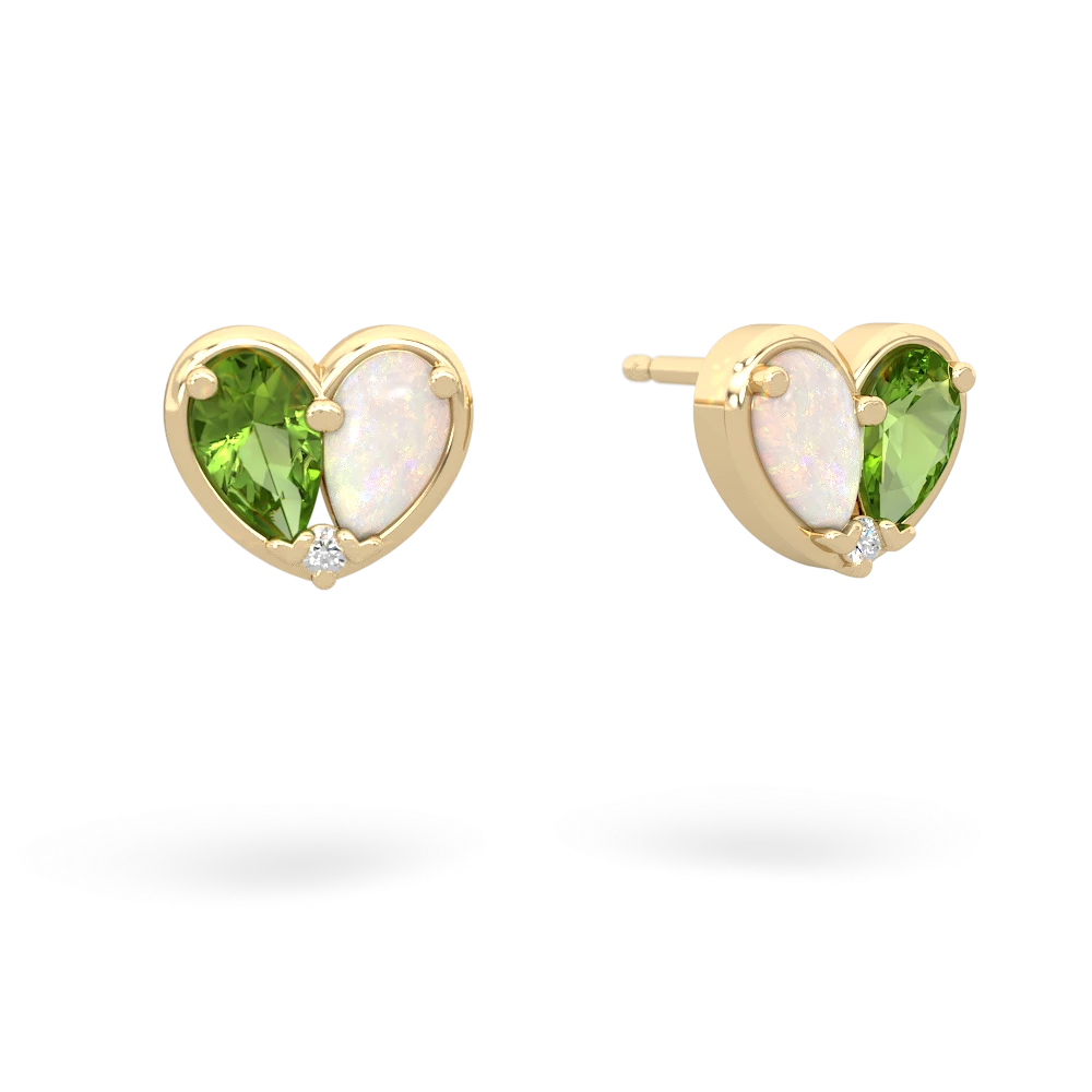 Peridot 'Our Heart' 14K Yellow Gold earrings E5072