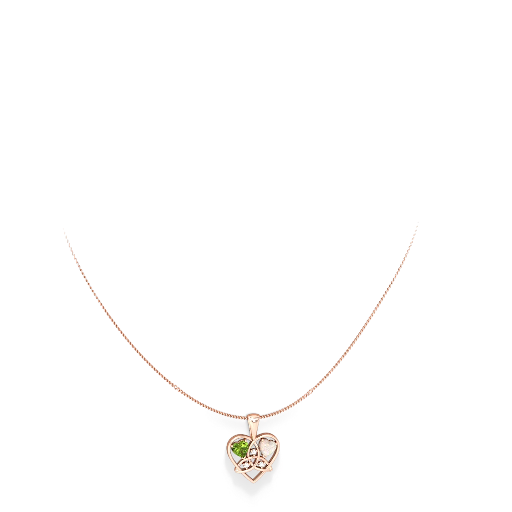 Peridot Celtic Trinity Heart 14K Rose Gold pendant P5331