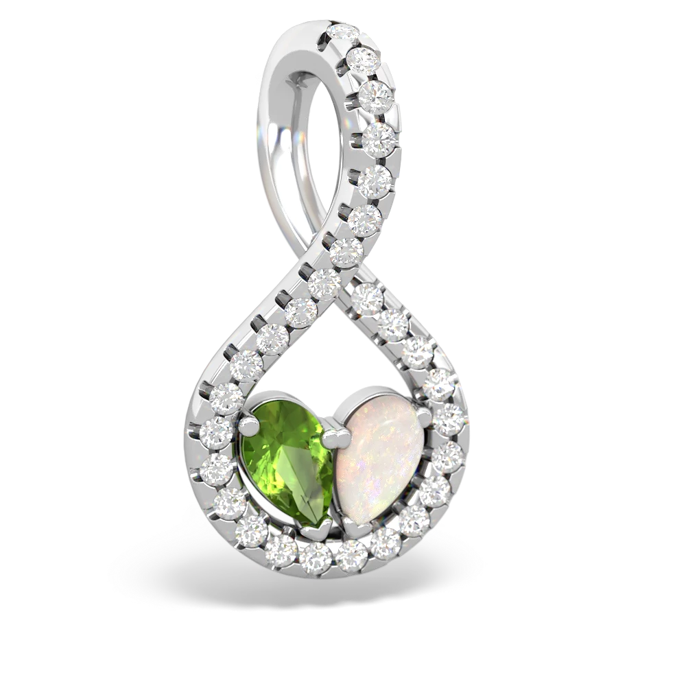 Peridot Pave Twist 'One Heart' 14K White Gold pendant P5360