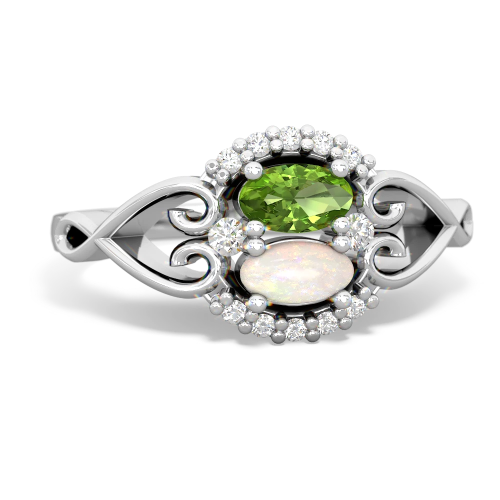 Peridot Love Nest 14K White Gold ring R5860