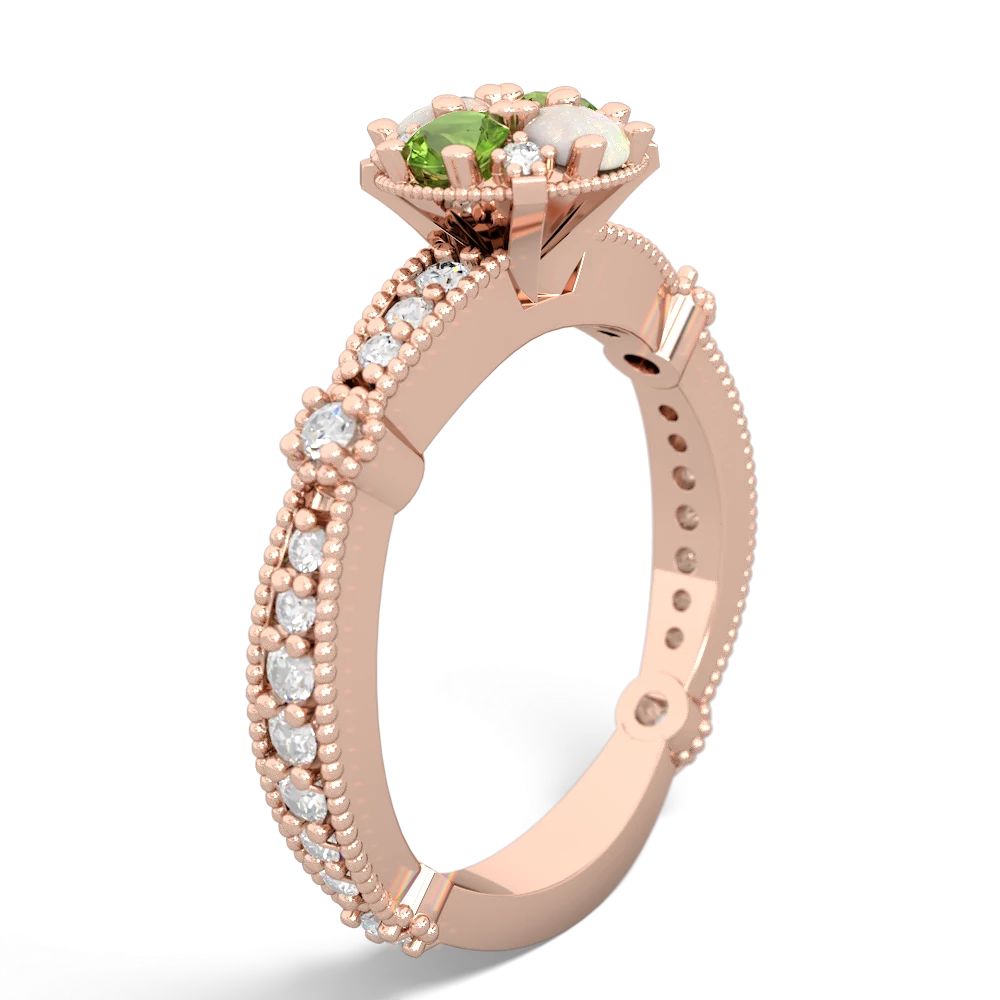 Peridot Sparkling Tiara Cluster 14K Rose Gold ring R26293RD