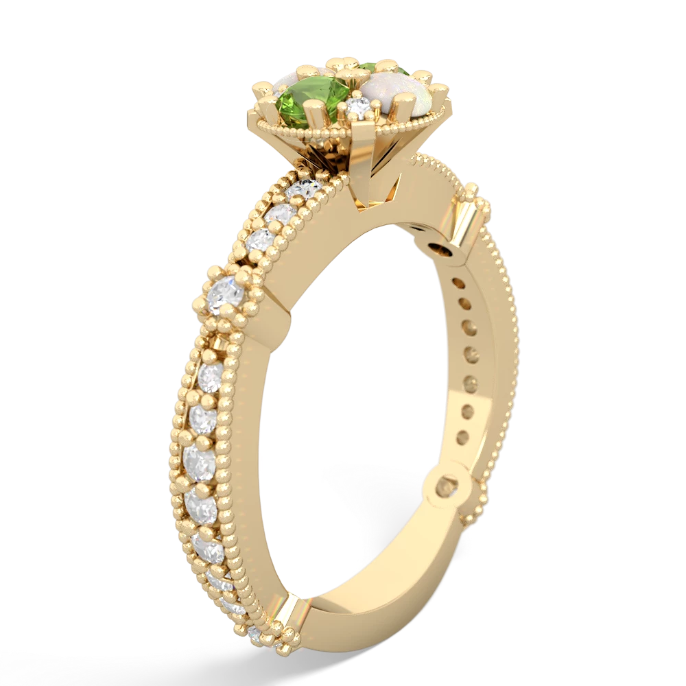 Peridot Sparkling Tiara Cluster 14K Yellow Gold ring R26293RD