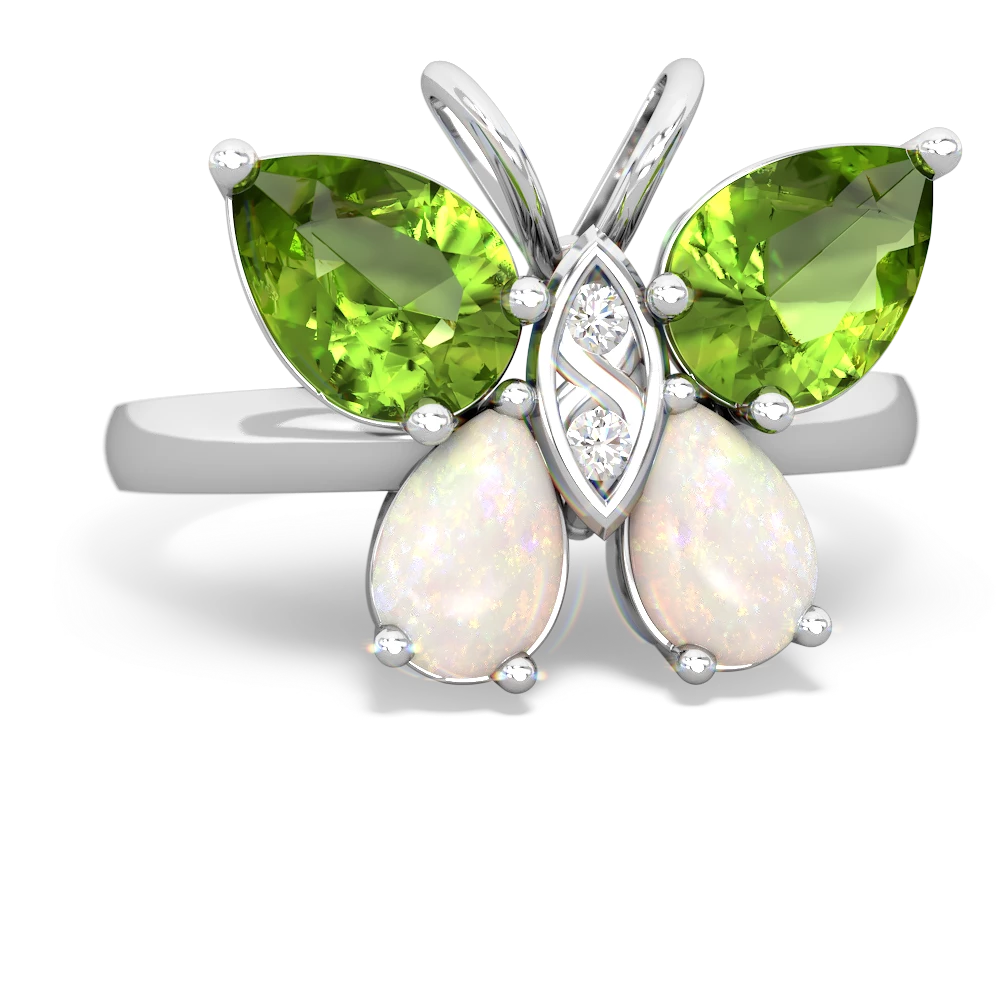 Peridot Butterfly 14K White Gold ring R2215