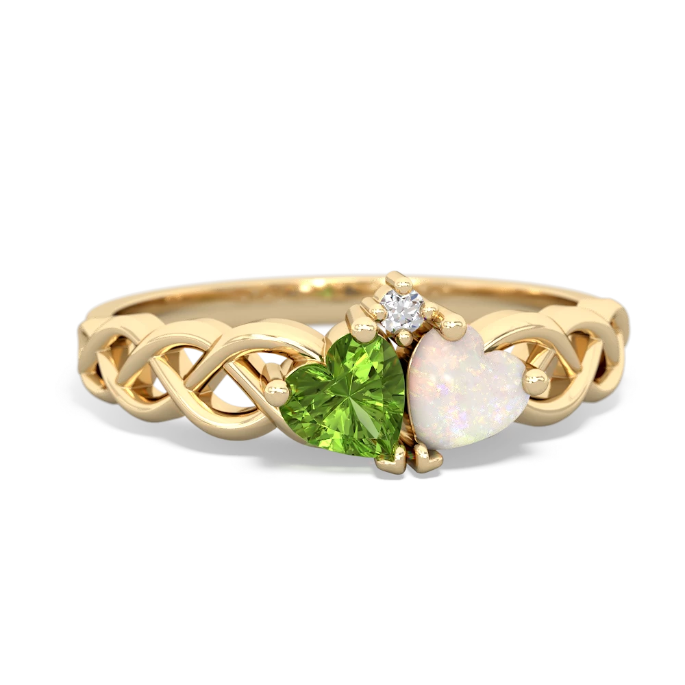 Peridot Heart To Heart Braid 14K Yellow Gold ring R5870