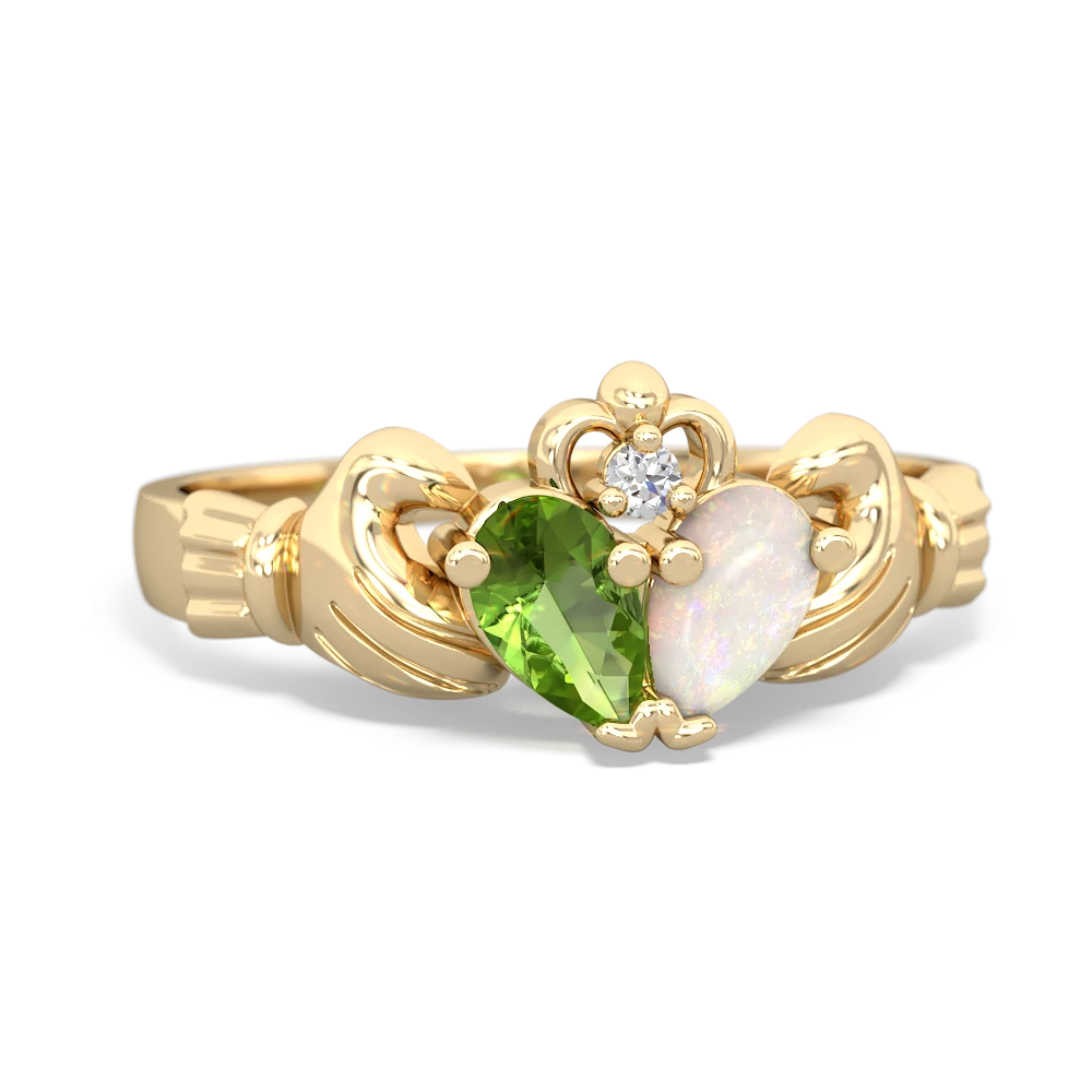 Peridot 'Our Heart' Claddagh 14K Yellow Gold ring R2388