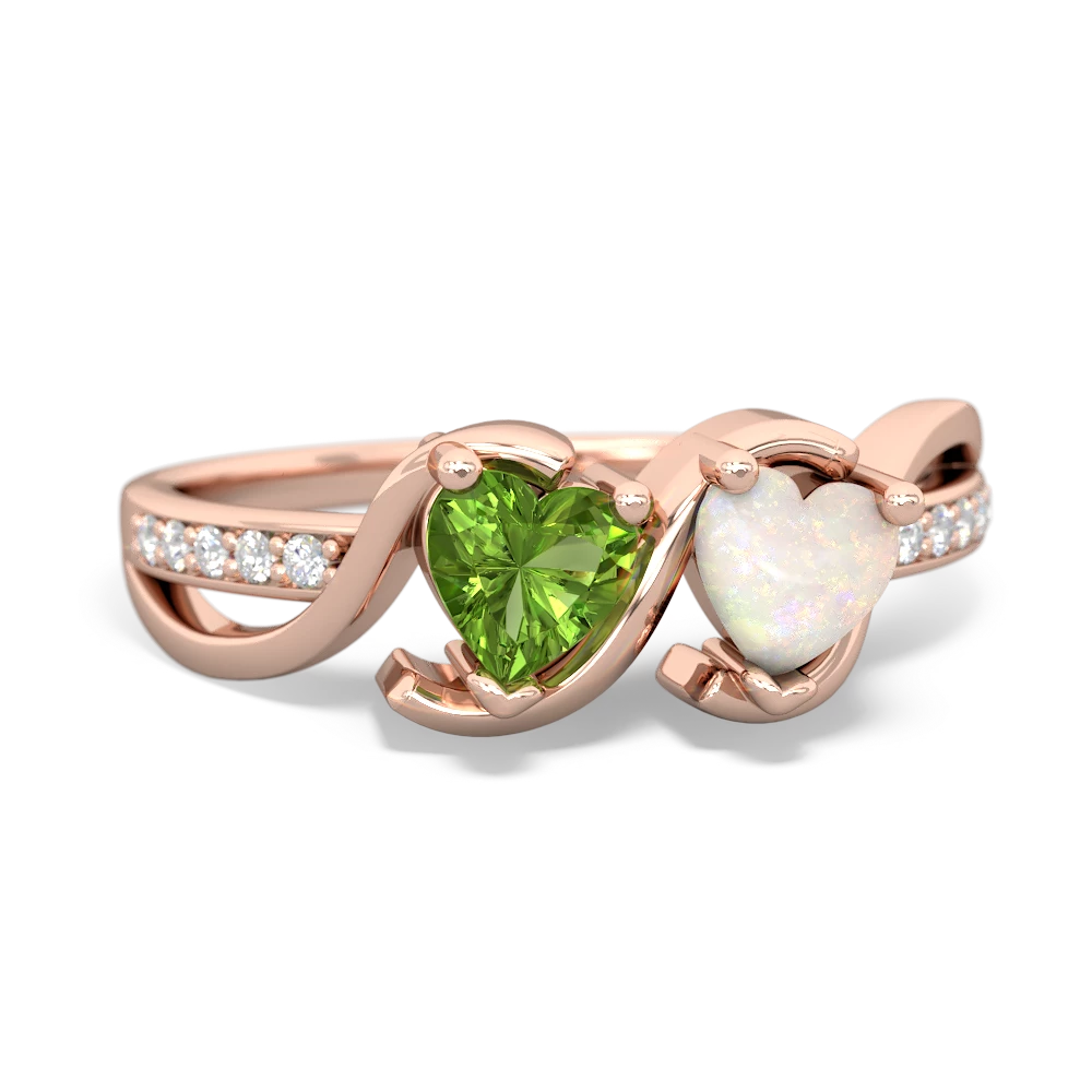 Peridot Side By Side 14K Rose Gold ring R3090