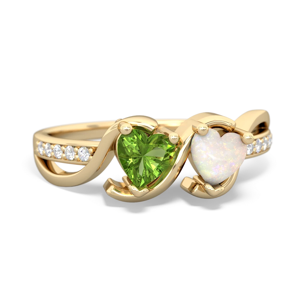 Peridot Side By Side 14K Yellow Gold ring R3090