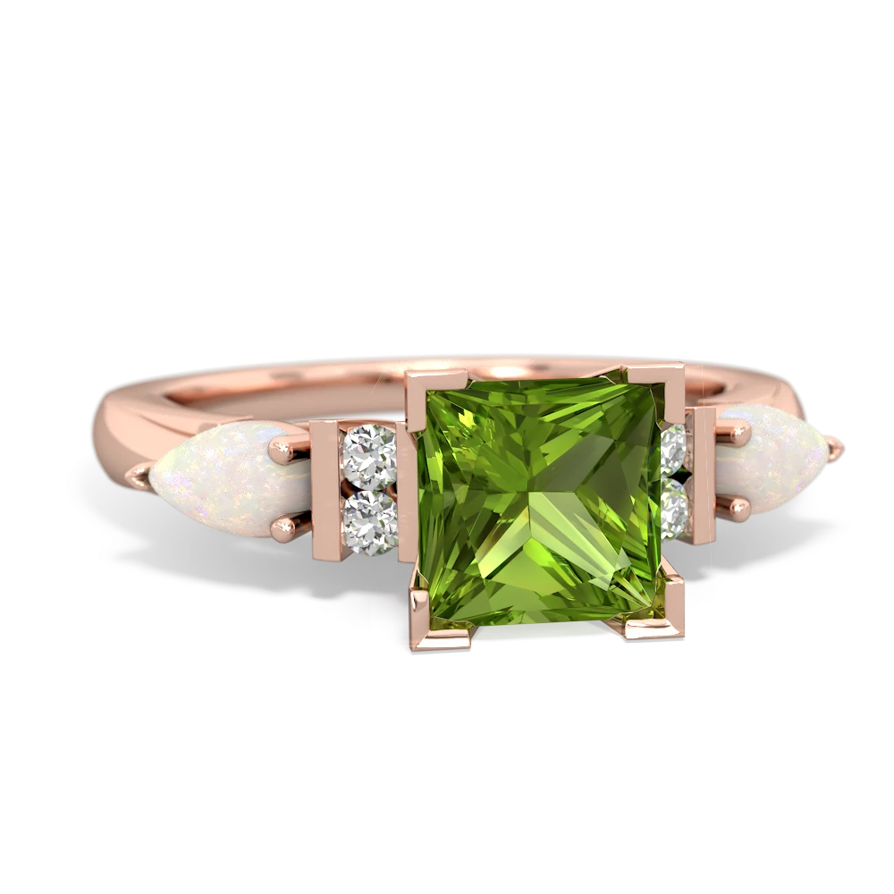 Peridot 6Mm Princess Eternal Embrace Engagement 14K Rose Gold ring C2002