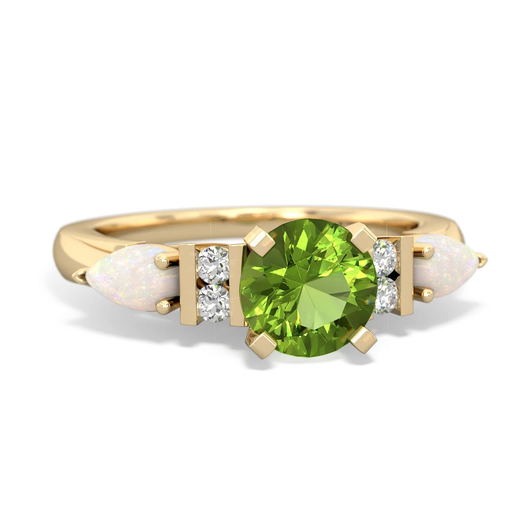 Peridot 6Mm Round Eternal Embrace Engagement 14K Yellow Gold ring R2005