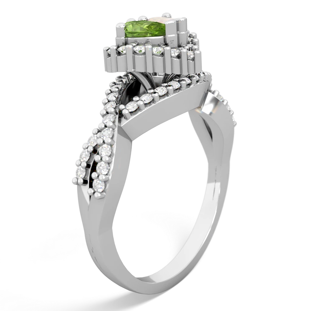 Peridot Diamond Twist 'One Heart' 14K White Gold ring R2640HRT