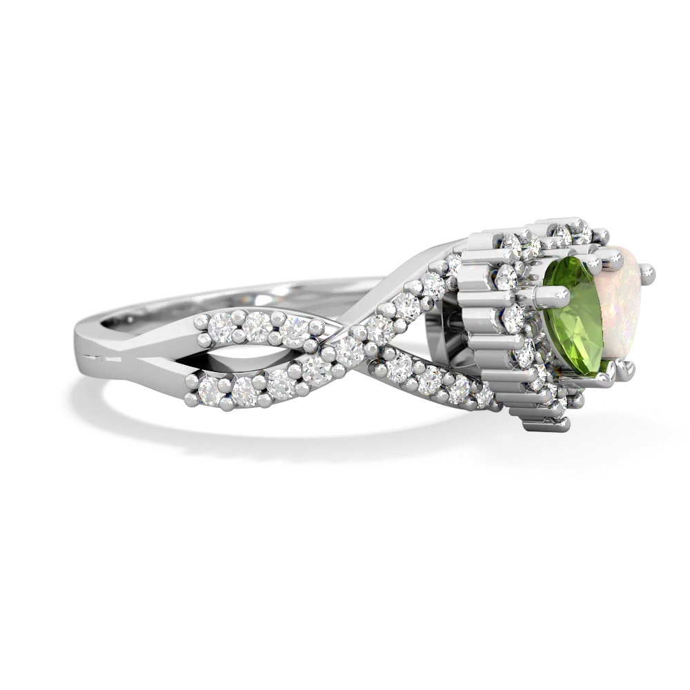 Peridot Diamond Twist 'One Heart' 14K White Gold ring R2640HRT