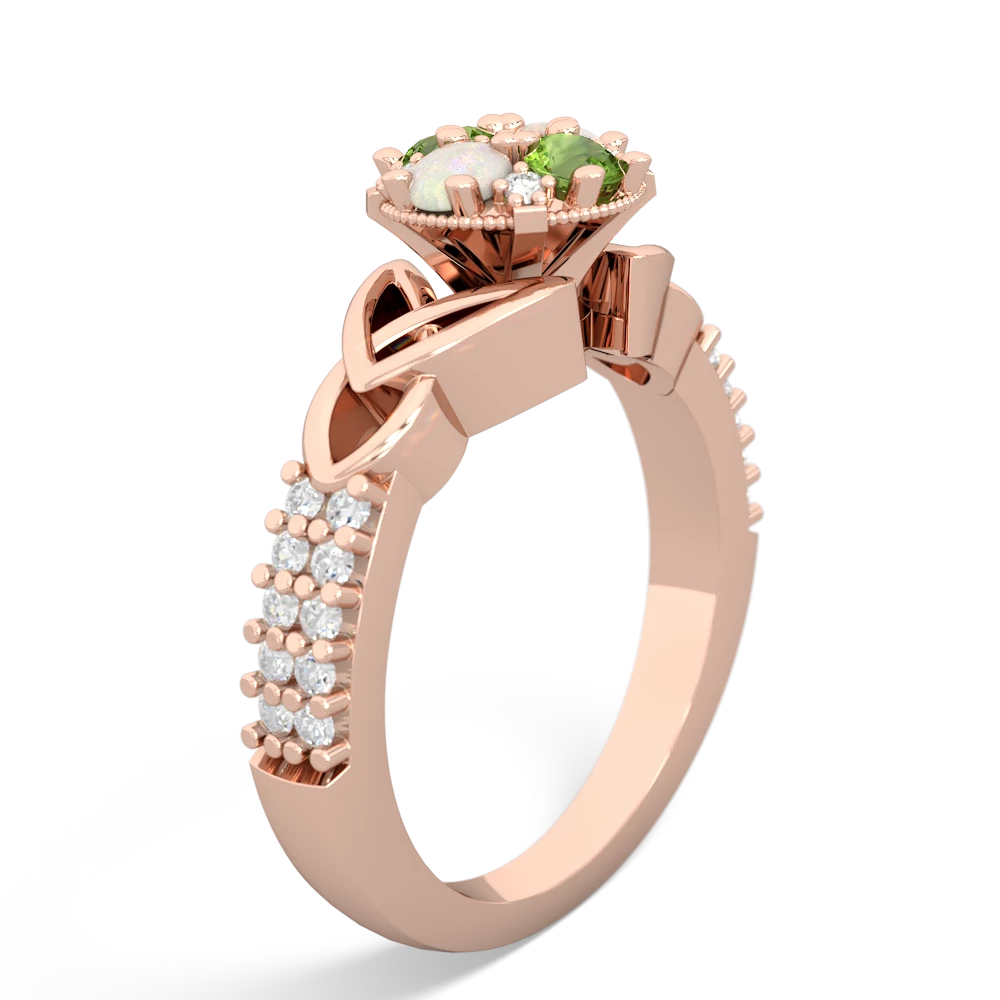 Peridot Celtic Knot Cluster Engagement 14K Rose Gold ring R26443RD