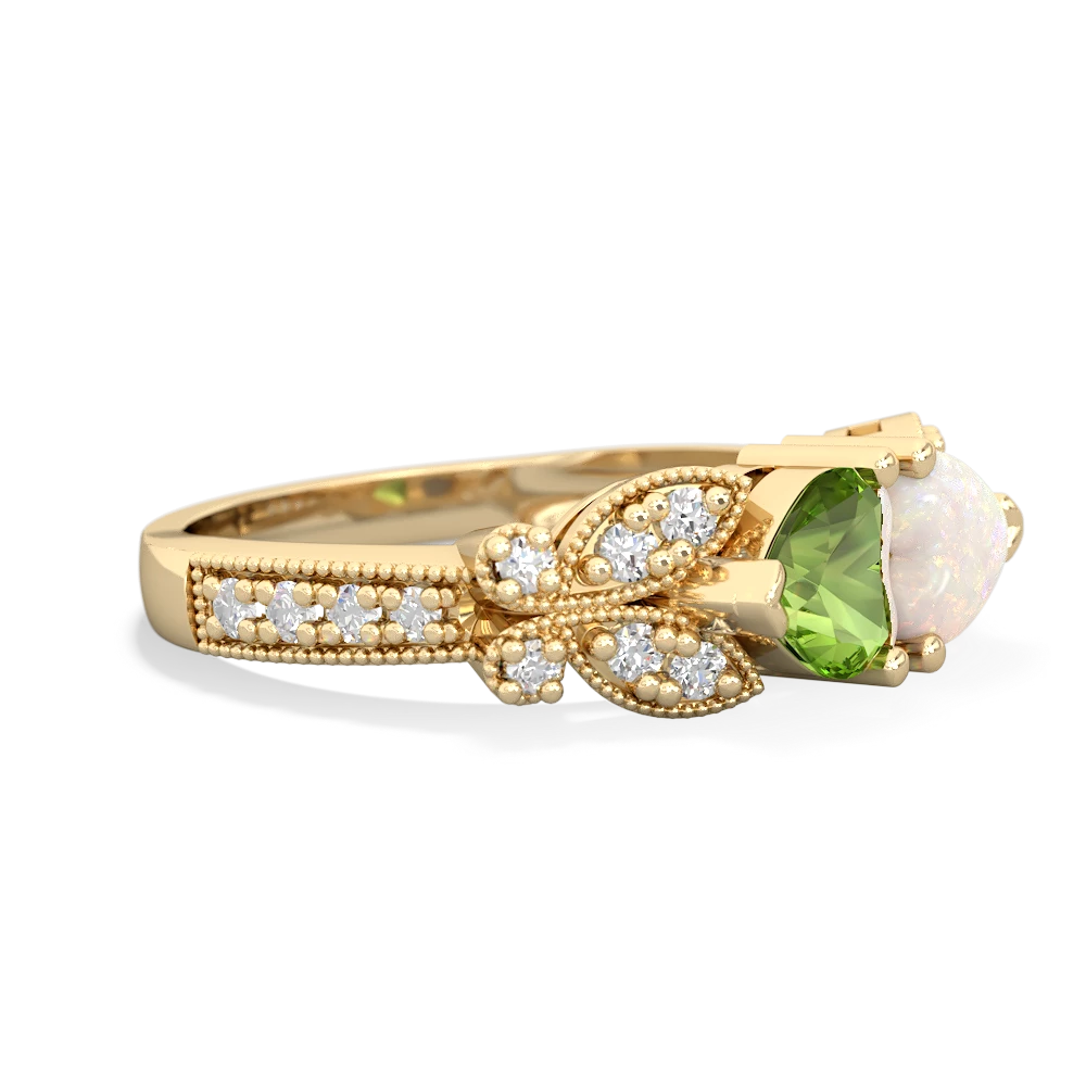 Peridot Diamond Butterflies 14K Yellow Gold ring R5601