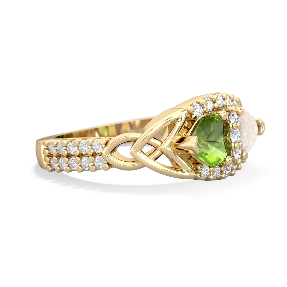 Peridot Sparkling Celtic Knot 14K Yellow Gold ring R2645