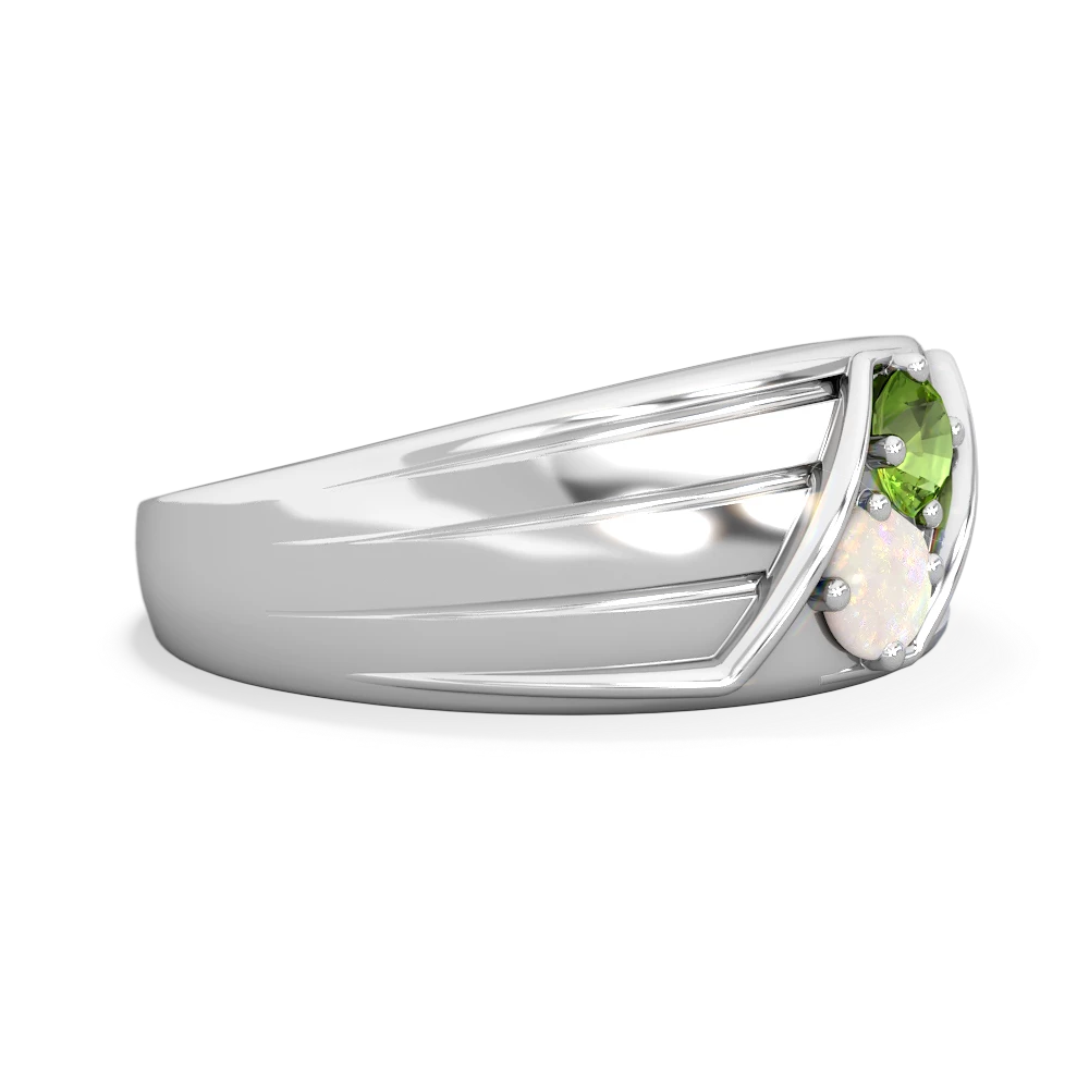 Peridot Men's Streamline 14K White Gold ring R0460