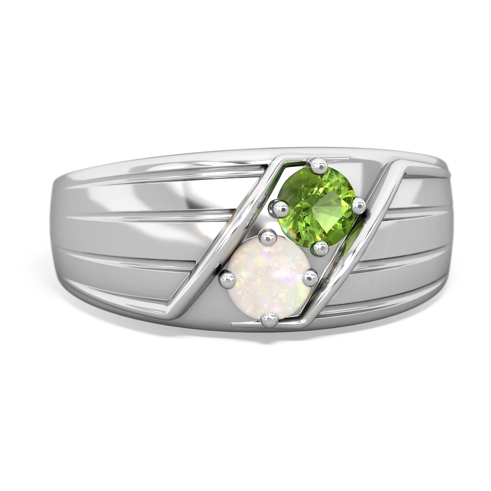 Peridot Men's Streamline 14K White Gold ring R0460