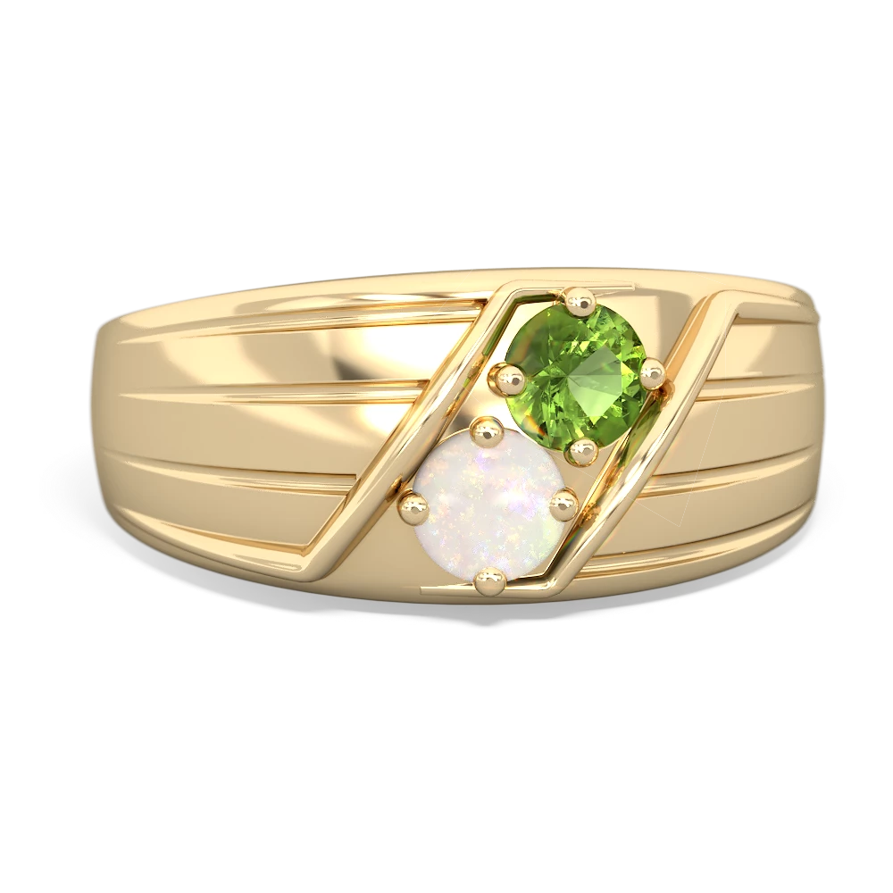 Peridot Men's Streamline 14K Yellow Gold ring R0460