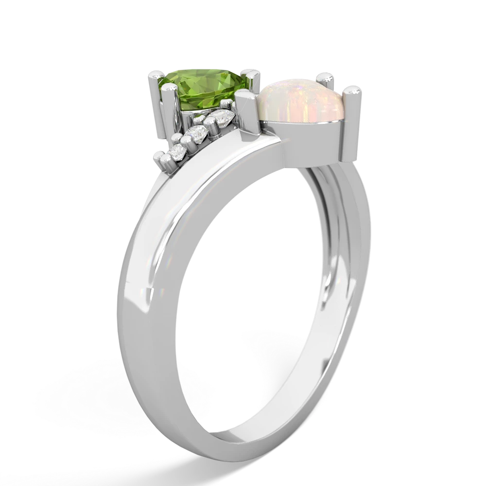 Peridot Heart To Heart 14K White Gold ring R2064