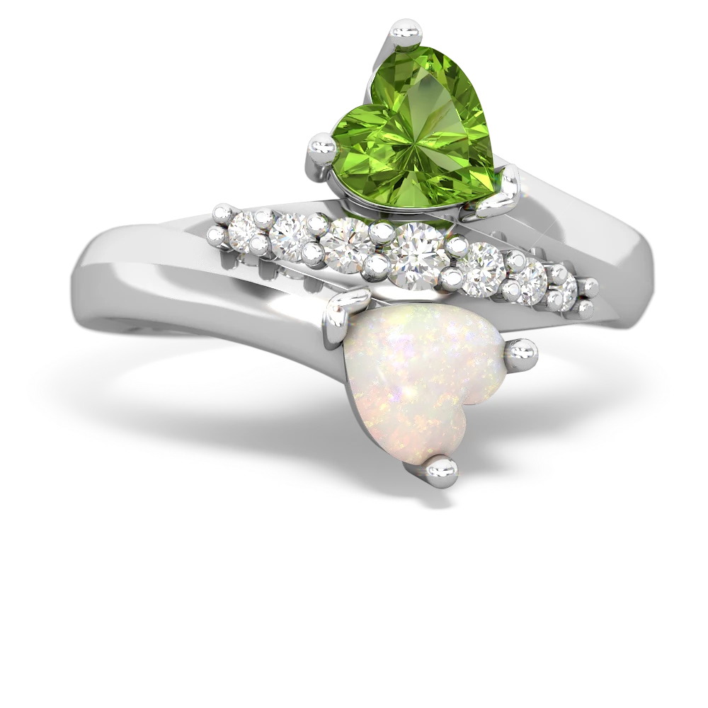 Peridot Heart To Heart 14K White Gold ring R2064