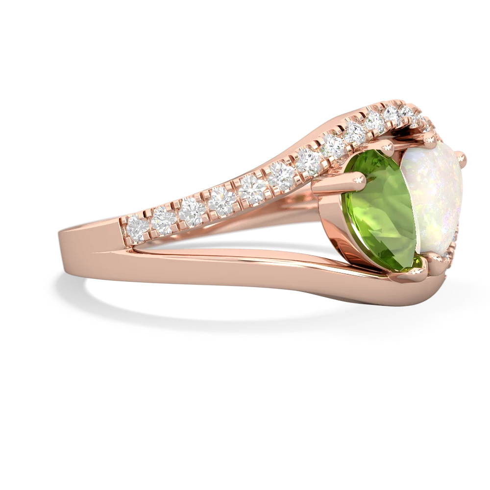 Peridot Nestled Heart Keepsake 14K Rose Gold ring R5650