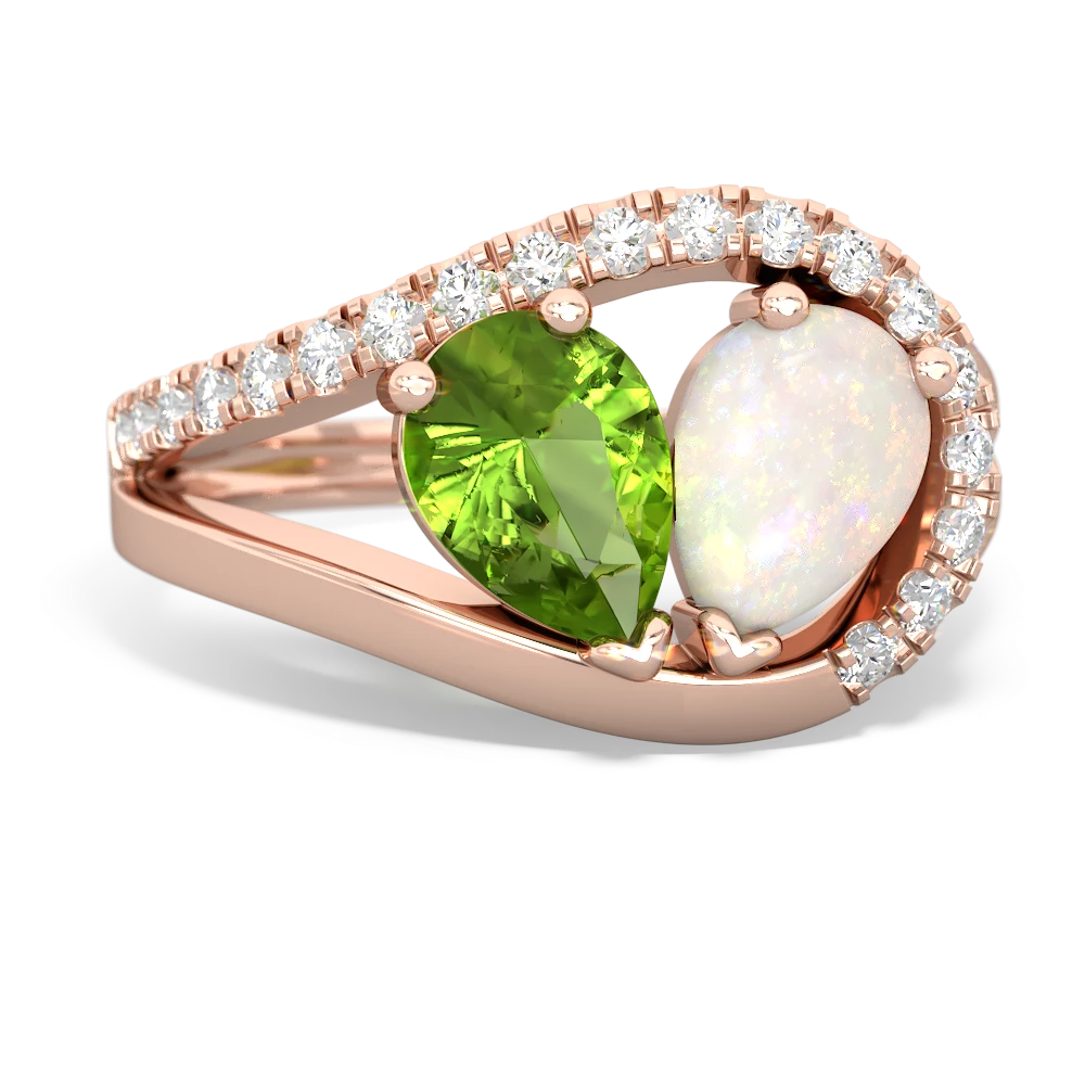 Peridot Nestled Heart Keepsake 14K Rose Gold ring R5650